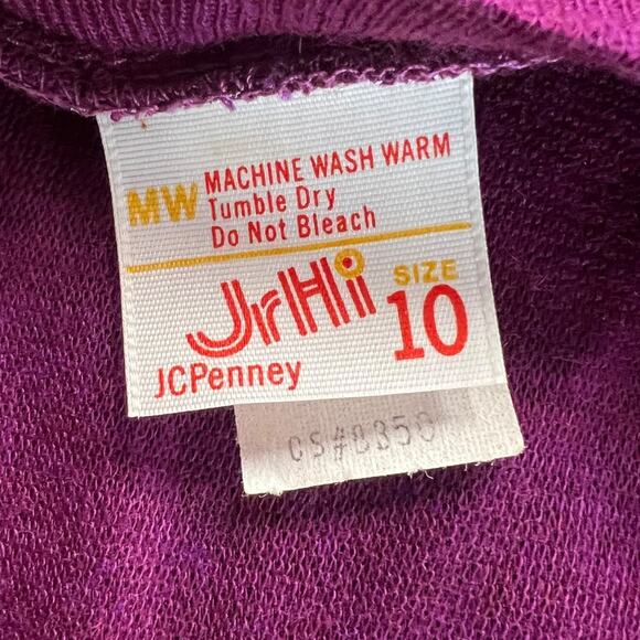 Vintage JCPenney Jr Hi Girls Size 10 Purple Striped Sweater Dress - Picture 4 of 6